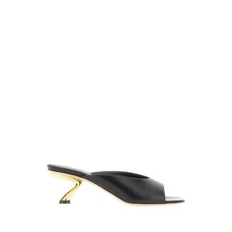 Ferragamo Heeled Mules, female, Black, Size: 6 1/2 US Sculptural Heel Mule