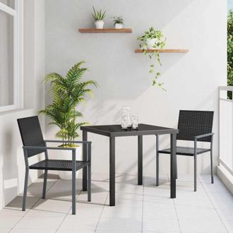 vidaXL Conjunto De Comedor De Jard&iacute;n 3 Pcs Negro Polirat&aacute;n Vidaxl