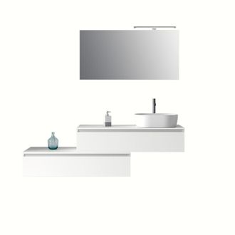 Aquadesign Mueble de ba&ntilde;o de 5 piezas en melamina blanco mate