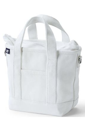 Lands End Zip Top Canvas Tote Bag in White at Nordstrom, Size Medium