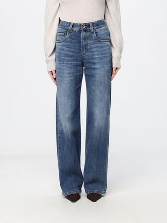 Brunello Cucinelli Mid-Rise Straight Jeans in Denim with Monili