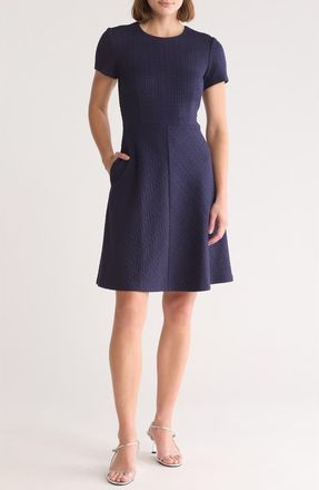 Eliza J Jewel Neck Fit & Flare Dress in Navy at Nordstrom Rack, Size 10