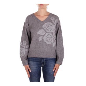 Blugirl V-neck Knitwear, female, Gray, L, Grey Jumper Regular Fit Acrylic Blend