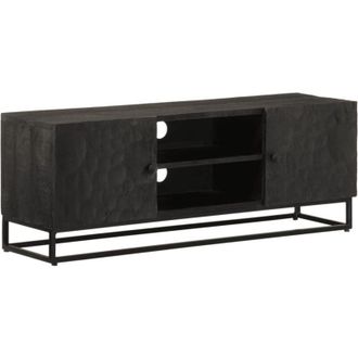 vidaXL Vidaxl - Mueble De Tv Madera Maciza De Mango Y Hierro Negro 110x30x40 Cm