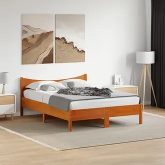vidaXL Estructura De Cama Sin Colch&oacute;n Madera Maciza Marr&oacute;n 120x190 Cm Vidaxl