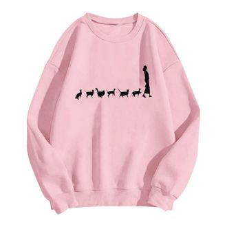 Generic WomenS Fashion Printed Hoodless Sweatshirt | Crew Necks Sweatshirts Sweat Shirts Long Sleeves Fleece Longline Pullover Sweatshirt Tops Casual Loose Co
