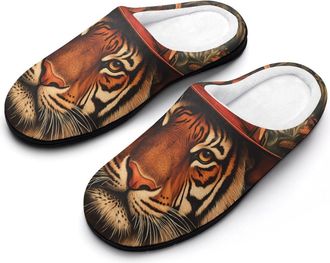 Generic Tiger Firefighter Mens Slipper Slip On Winter Warm House Slippers Shoes Indoor Outdoor