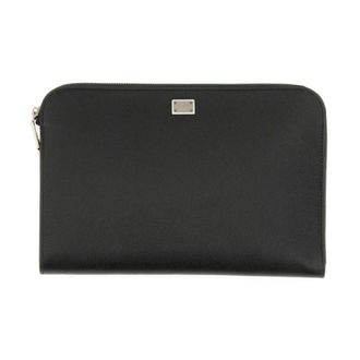 Dolce & Gabbana Accessoires, Dames, Zwart, ONE Size, Leer, Textured Leren Ritszakje