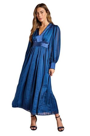 Coast V-Neck Long Sleeve Maxi Dress in Navy at Nordstrom, Size 10