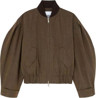 Ganni Light Wool Melange Bomber Jacket