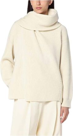 Jil Sander Trui met ronde hals - Dames - Coltruien - Wit - 2XS - Wol - Truien & Vesten