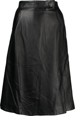 Shiatzy Chen leather midi skirt - women - Sheepskin - 38 - Black