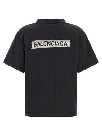 Balenciaga Masking Tape Print T-Shirt - Black