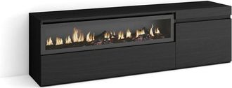 Skraut Home Skraut Home - Mueble Tv, Televisi&oacute;n, Muebles De Sal&oacute;n, Almacenaje, 150x45x35cm, Para Tv Hasta 65, Chimenea El&eacute;ctrica, Estilo Moderno, Negro