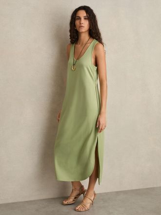 Reiss Womens Green Jersey Knit Maxi Dress, Size: 4