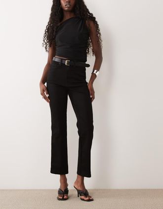 Good American Good Curve - Jeans dritti neri che non sbiadiscono-Nero