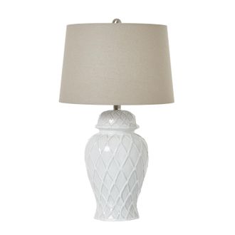 Hill Interiors Ginger Jar Ceramic Table Lamp (UK Plug) in White