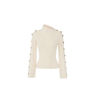 Elisabetta Franchi Dames, Truien, Wit, Maat: S Viscose