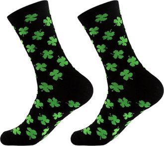 Generic 1 Pair St. Patricks Day Socks Cute Irish Clovers Shamrock Printed Soft Gift Socks for Women Men Holiday Socks Green Socks Striped Socks (A, One Size)