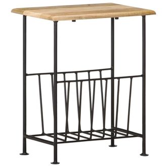 Berkfield Home Magazine Rack 40x30x50 cm Solid Mango Wood & Steel in Black | Size: 40 x 30 x 50 cm
