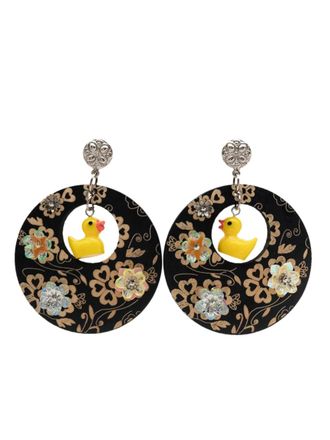 Amir Slama charm-appliqu&eacute; drop earrings - Black