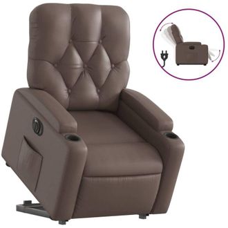 vidaXL Vidaxl - Sill&oacute;n Reclinable Elevable El&eacute;ctrico De Cuero Sint&eacute;tico Marr&oacute;n
