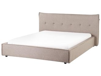 Beliani Cama matrimonial de tejido beige 160x200