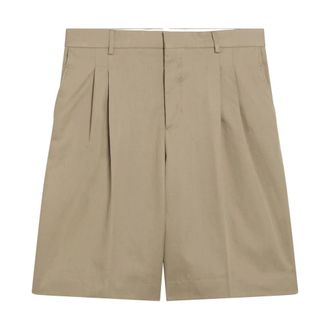 Ami Casual Shorts, male, Gray, Size: W42 Low Waist Wide Bermuda With Pleats