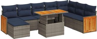 vidaXL Vidaxl - 11 Piece Garden Sofa Set with Cushions Grey Poly Rattan Acacia