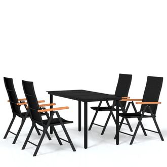 vidaXL Juego De Comedor Para Jard&iacute;n 5 Piezas Negro Vidaxl