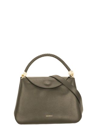 Coccinelle Medium Leather Shoulder Bag with Removable Woven Handle
