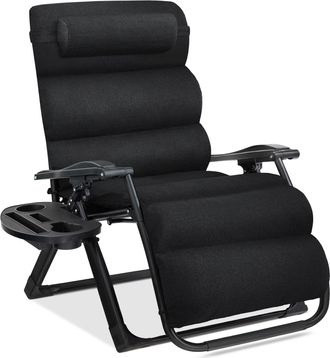 Best Choice Products Oversized Zero Gravity Chair, Folding Recliner w/ Removable Cushion, Side Tray