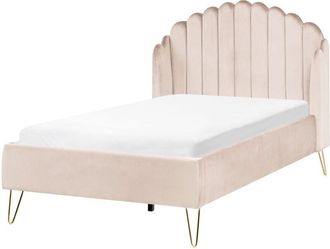 Beliani Bed Fabric AMBILLOU 120 x 200 cm (EU Small Double) Light Beige