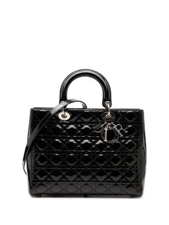 Dior 2011 Large Patent Cannage Lady Dior satchel - Nero