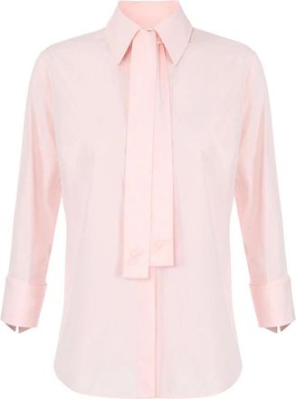 Elisabetta Franchi Overhemden, Dames, Roze, XL, Katoen, Katoenen blouse met ceinturen