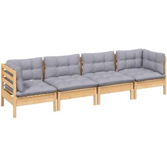 vidaXL 4 Pcs Garden Lounge Set + Grey Pin Solid Pin