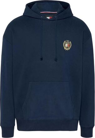 Tommy Jeans TJM Regular Flag Crest Hoodie - Heren - Hoodies - Blauw - L - Katoen - Hoodies & sweatvesten