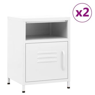 Berkfield Home Nightstands 2 pcs White 35x35x51 cm Steel | Size: 35 x 35 x 51 cm