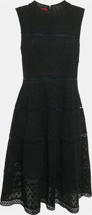 Carolina Herrera Black Cutwork Cotton Sleeveless Midi Dress