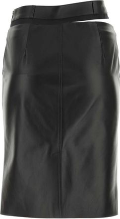 Fendi Womens Calf Leather Skirt Black