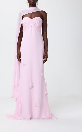 Self Portrait Abito lungo Self-Portrait in chiffon con fiori applicati