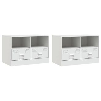 Berkfield Home TV Cabinets 2 pcs White 67x39x44 cm Steel | Size: 67 x 39 x 44 cm