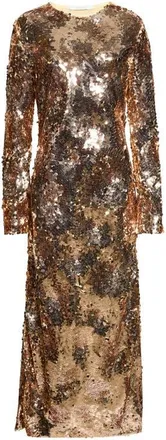 Paco Rabanne Long Sleeve Sequin Evening Dress in Rose Gold/yellow at Nordstrom, Size 44