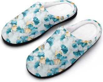 Generic Ginkgo Marble Mens Slippers Memory Foam Winter Warm Sandals Slip On House Shoes Size 7-14
