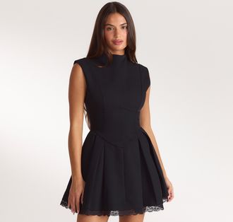 Lounge Geplooide mini-jurk met getailleerde pasvorm - Zwart - 34