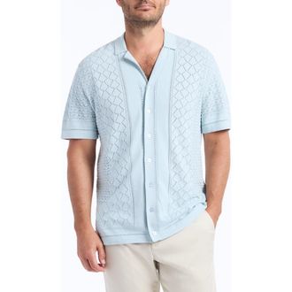 Robert Graham Delmar Pointelle Cotton Button-Up Sweater in Light Blue at Nordstrom, Size Xxx-Large