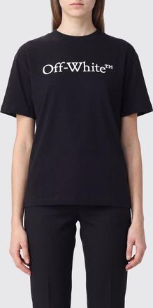 Off-white T-shirt slim fit in cotone con stampa logo e spalle scese