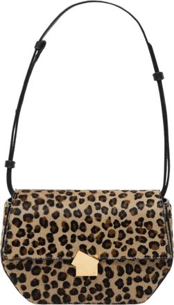 Closed Womens Leopard Cowhide Bag In Urban Beige