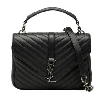 Saint Laurent Pre-owned Handbags, female, Black, Size: ONE SIZE Pre-owned College Satchel