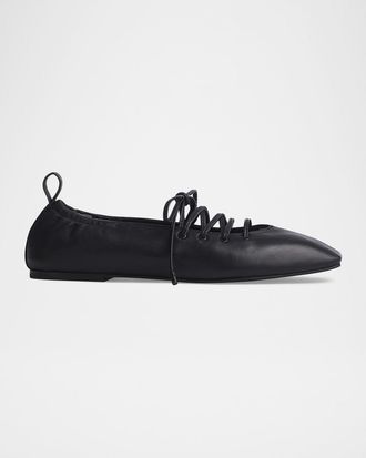 Rag & Bone Sophia Lace-Up Leather Ballerina Flats